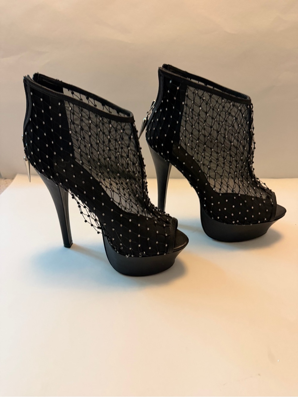 Rock and Republic "Ginny" crystal mesh booties in black